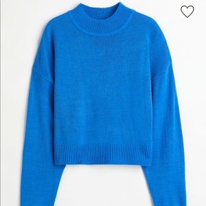 H&M Blue Crop Mockneck Sweater
